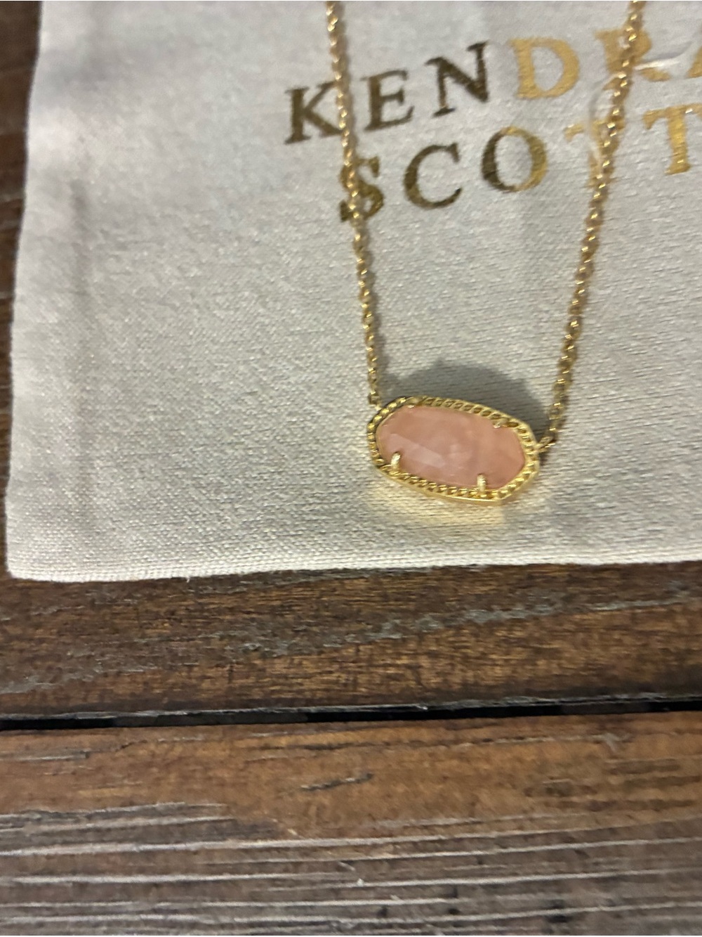 Kendra Scott Gold Necklace with Blush Pink Stone - Picture 2 of 3